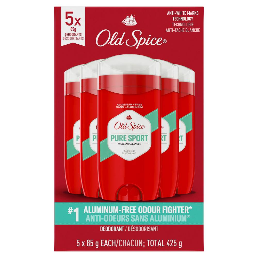 Old Spice High Endurance Deodorant, Aluminum Free, 5 X 85 G