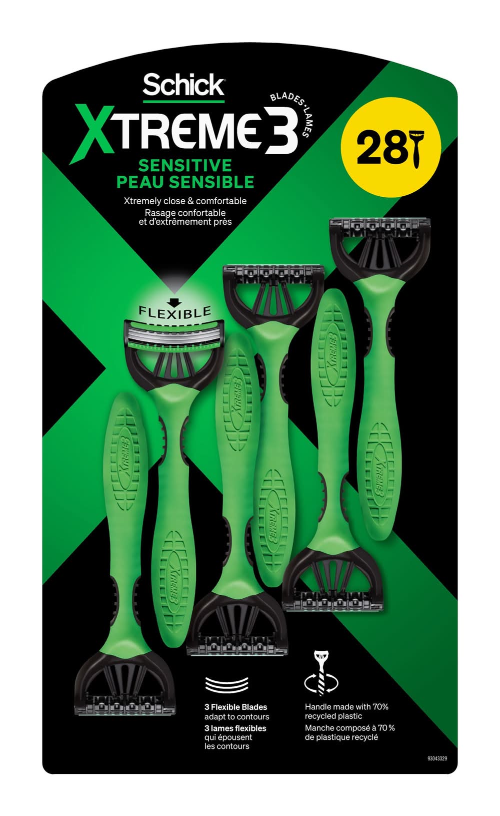 Schick - Xtreme3 Rasoirs Jetables Pour Peau Sensible, 28 Pièces / Schick Xtreme3 Sensitive Skin Disposable Razors, 28-Count