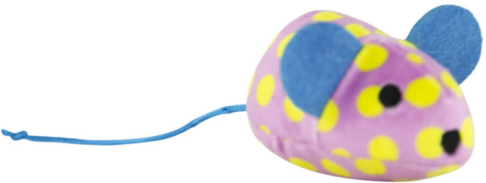 Play On Spring Polka-Dot Plush Mouse Cat Toy