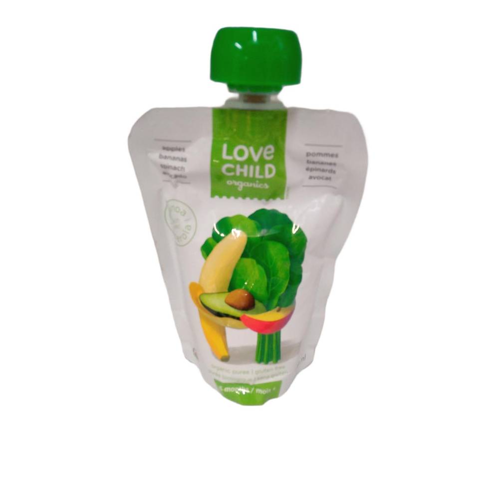 Love Child Organics Apples, Bananas, Spinach & Avocado Puree (128 ml)