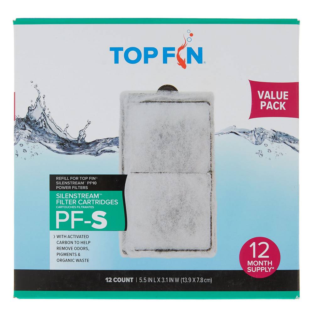 Top Fin® PF-S Silenstream Aquarium Filter Cartridges (Size: 12 Count)