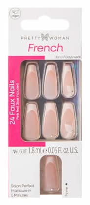 Pretty Woman French Nails Set White Flower