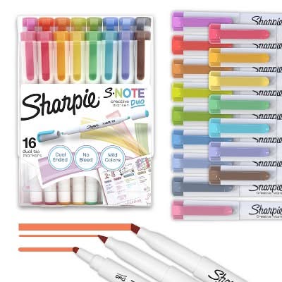 Sharpie S-Note Duo Creative Marker, Assorted (16 ct)