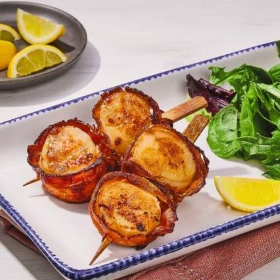 New! 4 Bacon-Wrapped Sea Scallops