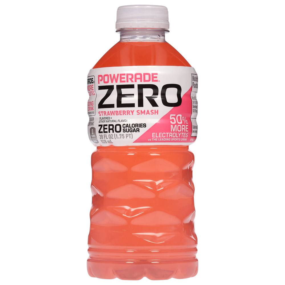 Powerade Zero Electrolyte Drinks, Strawberry Smash (28 fl oz)