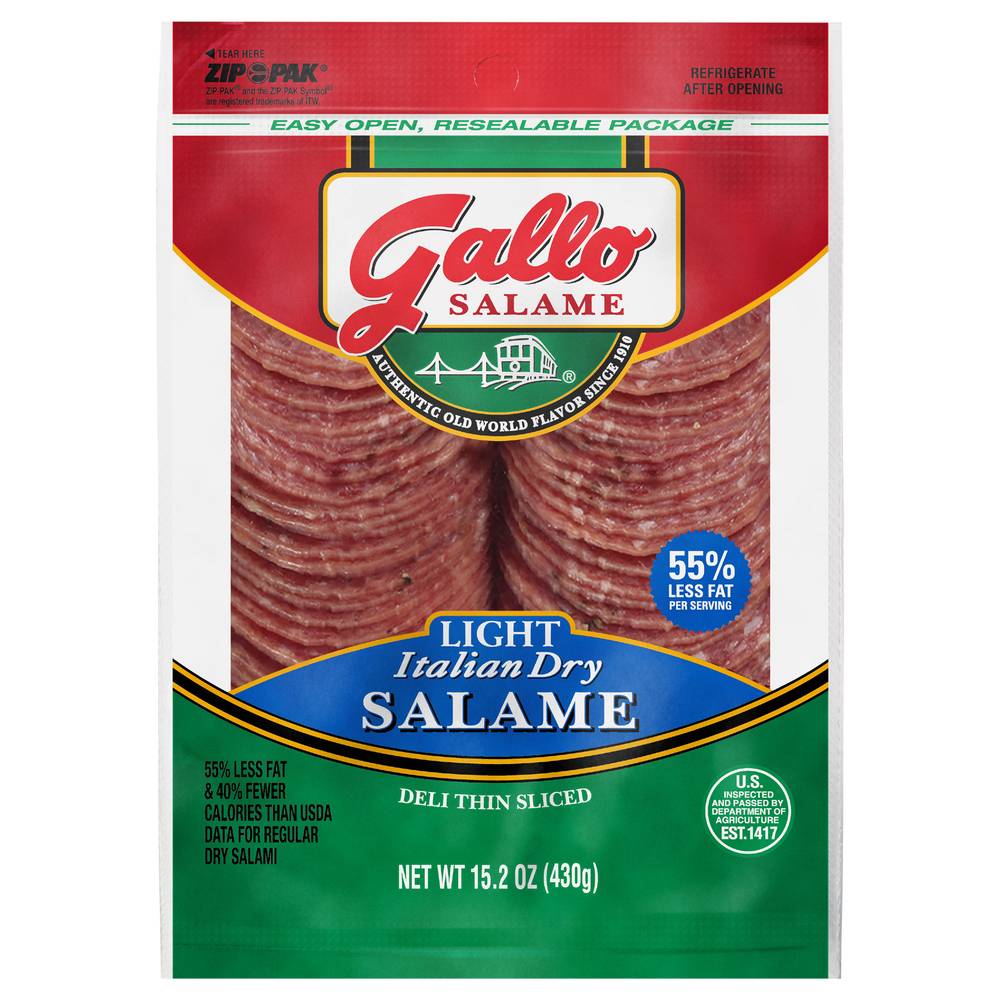 Gallo Salame Light Italian Dry Deli Thin Sliced Salame (15.2 oz)