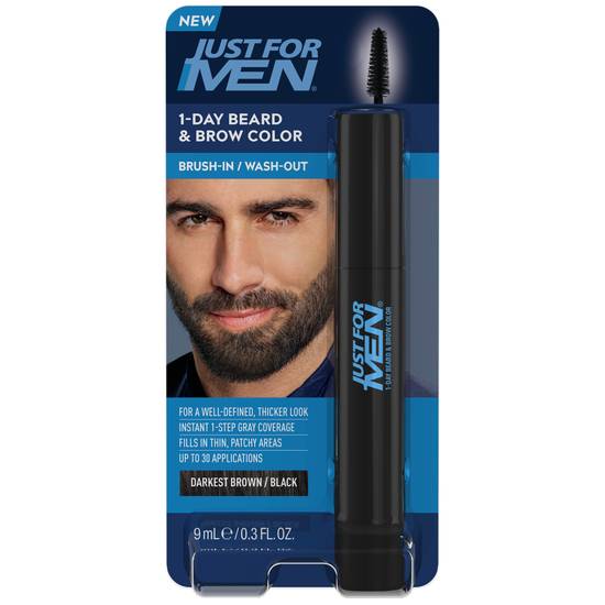 Just for Men 1-Day Beard & Brow Color - Darkest Brown/Black, 0.3 fl oz