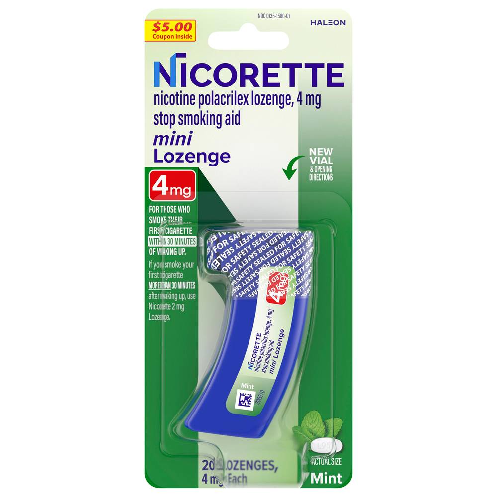 Nicorette Mini Lozenge Stop Smoking Aid 4mg, Mint (20 ct)