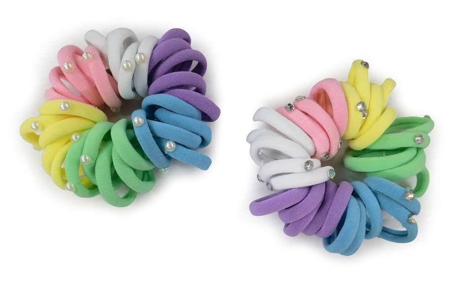 Clasp-Free Colorful Ponytail Holder Hair Elastics, Women (30 ct)