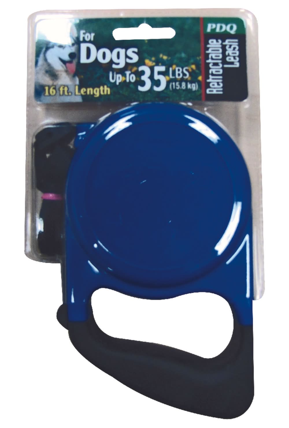 Pdq Blue / Black Cotton/Nylon Dog Retractable Leash Medium