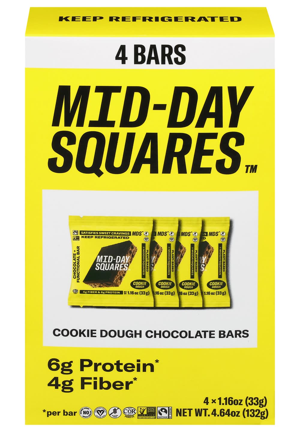 Mid-Day Squares Cookie Dough Fiber and Protein Chocolate Bars (1.17 oz, 12 ct)