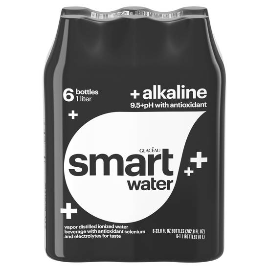 Smartwater +Alkaline 9.5+ph With Antioxidant Water (6 ct , 33.8 fl oz)