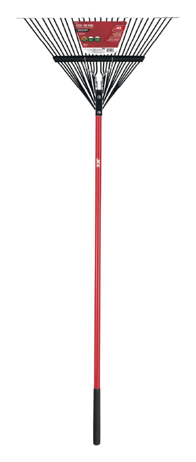 ACE 65 In. 24 Tine Steel Rake Fiberglass Handle