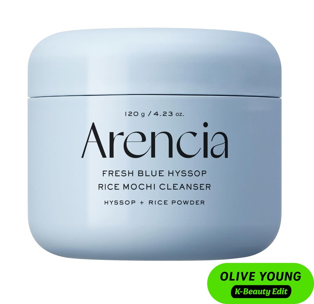 Arencia Fresh Blue Hyssop Rice Mochi Foaming Cleanser with Bentonite Clay for Oily Skin 4.23 oz/120 mL