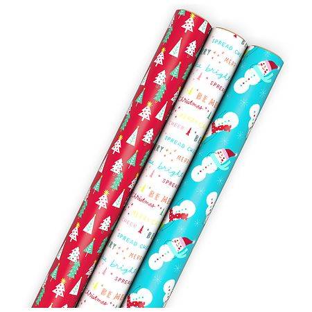 Hallmark Christmas Wrapping Paper Roll Bundle (Colorful Fun) - 3.0 ea