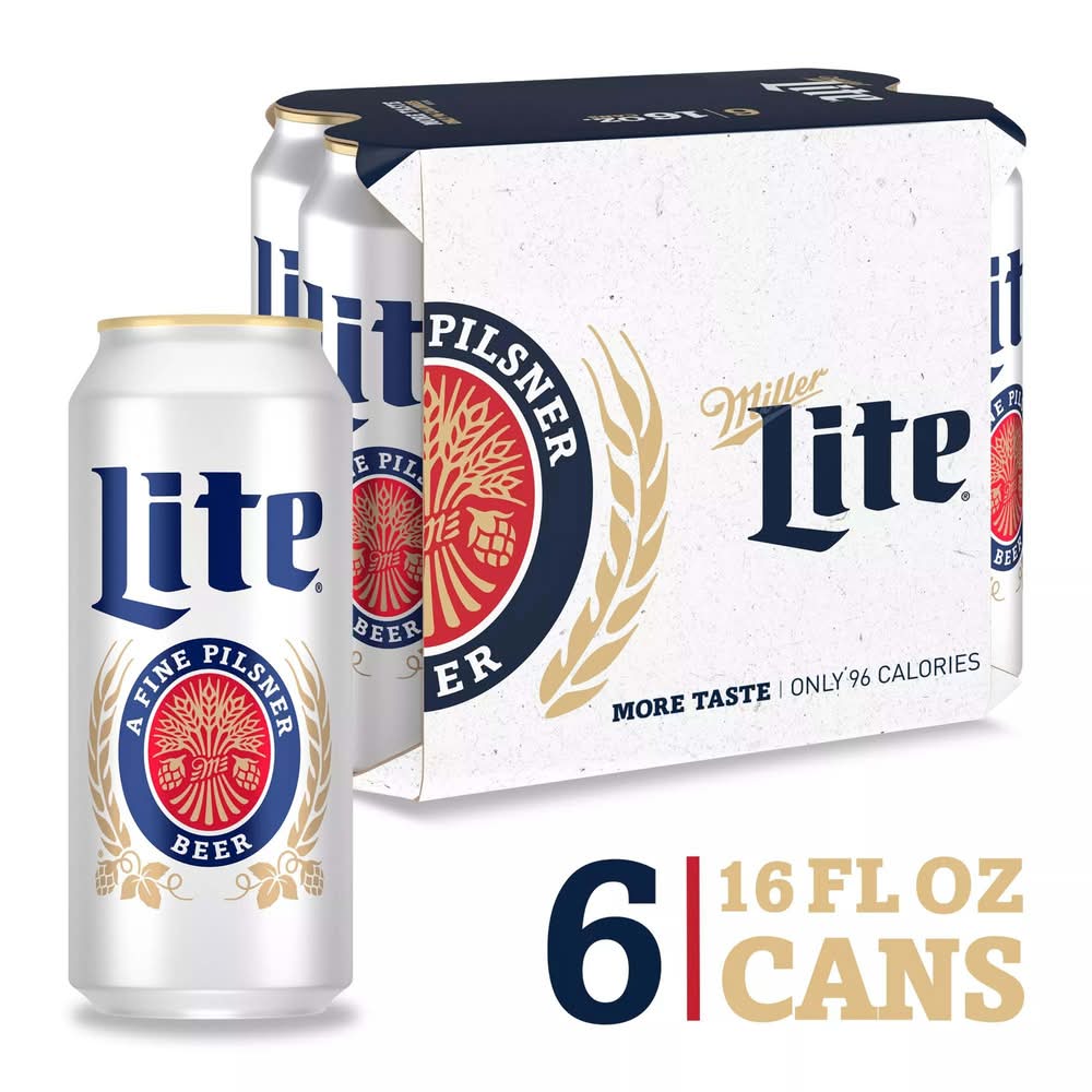 Miller Lite A Fine Pilsner Beer (6 x 16 fl oz)