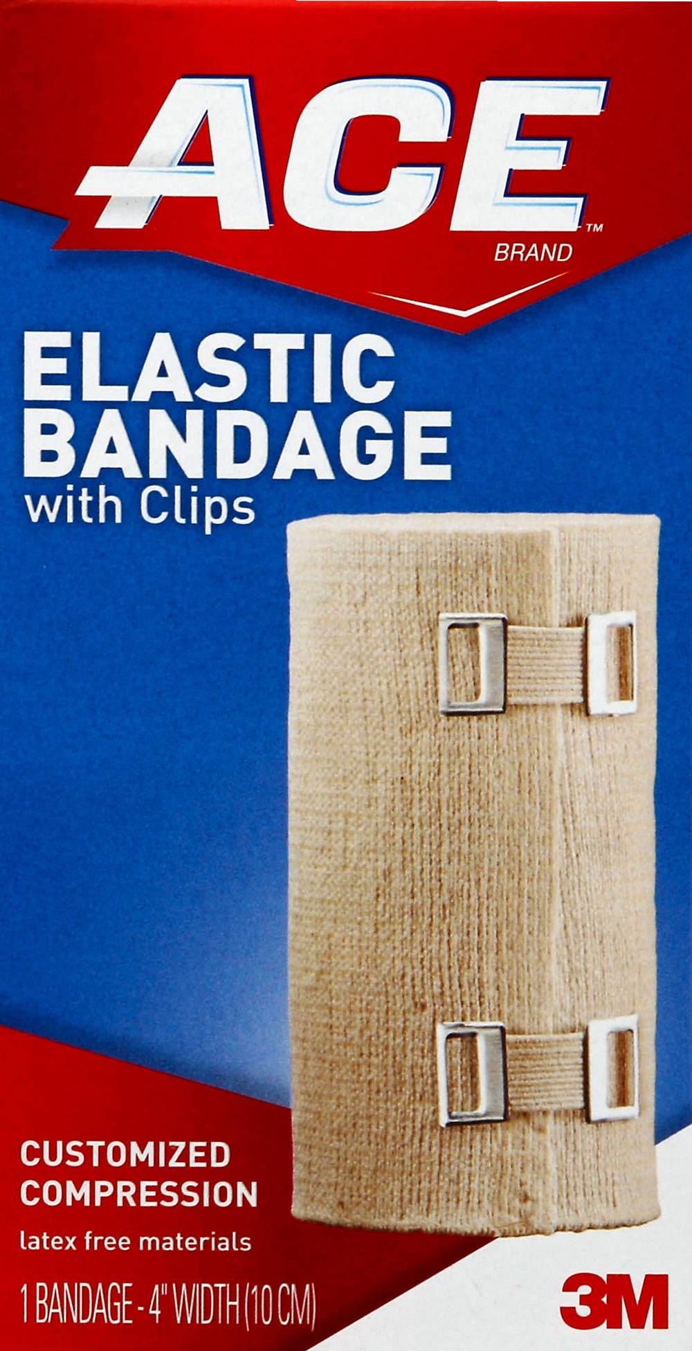 ACE 4" Elastic Bandage With Clips Customized Compression (8.9 oz)