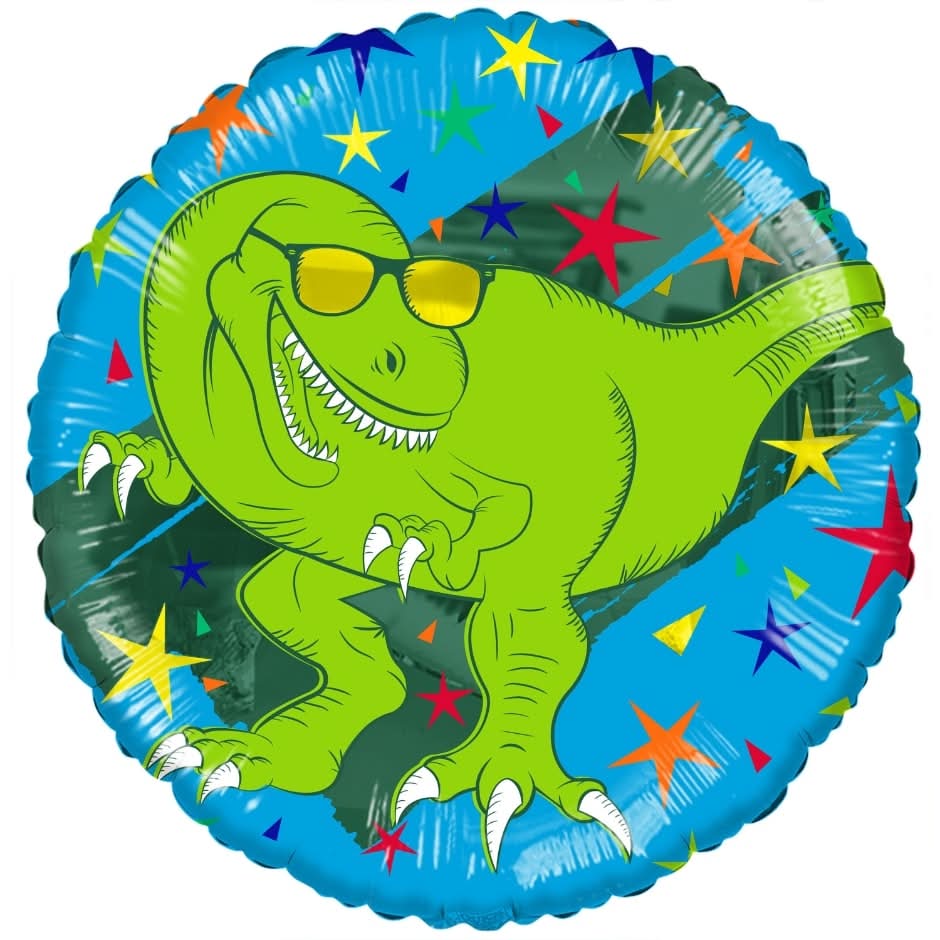 Inflated Family Dollar Dinosaur & Stars Printed Round Party Balloon