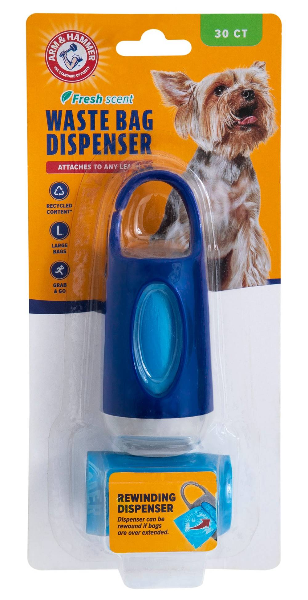 Arm & Hammer 30 -Pack Odor Blocking Plastic Waste bag dispenser | 71045