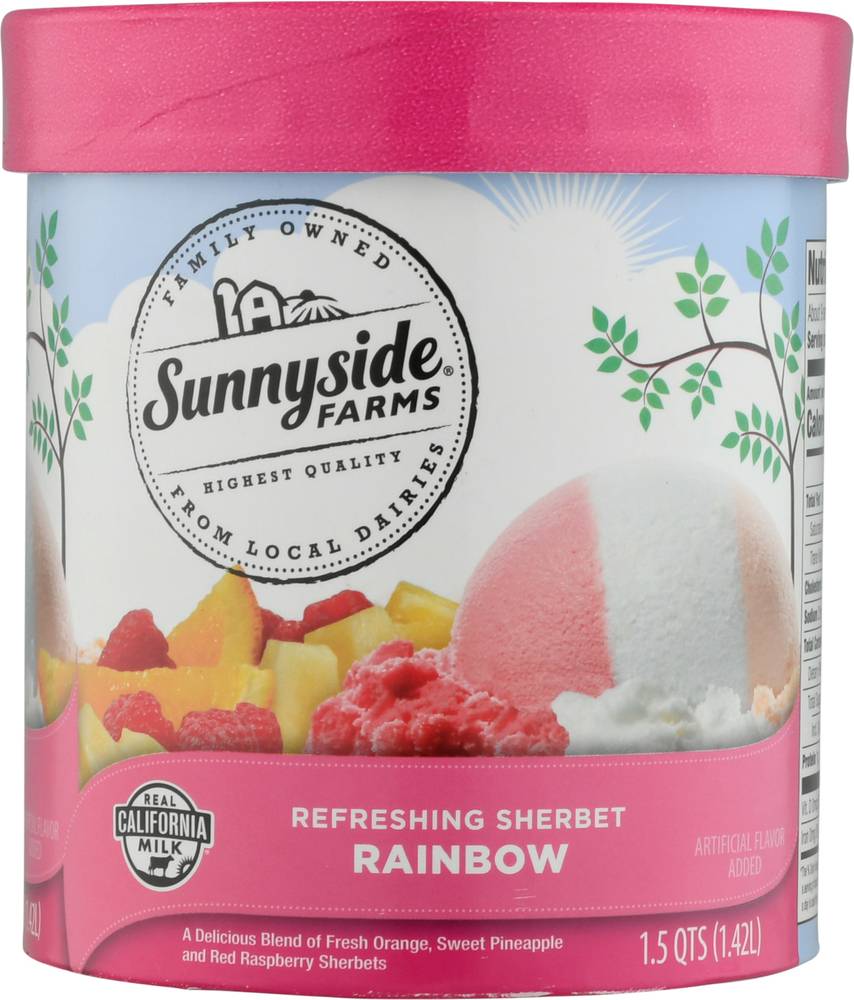 Sunnyside Farms Sherbet, Refreshing, Rainbow 1.5 Qt