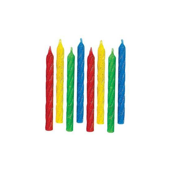 Amscan Large Glitter Spiral Candles - Primary