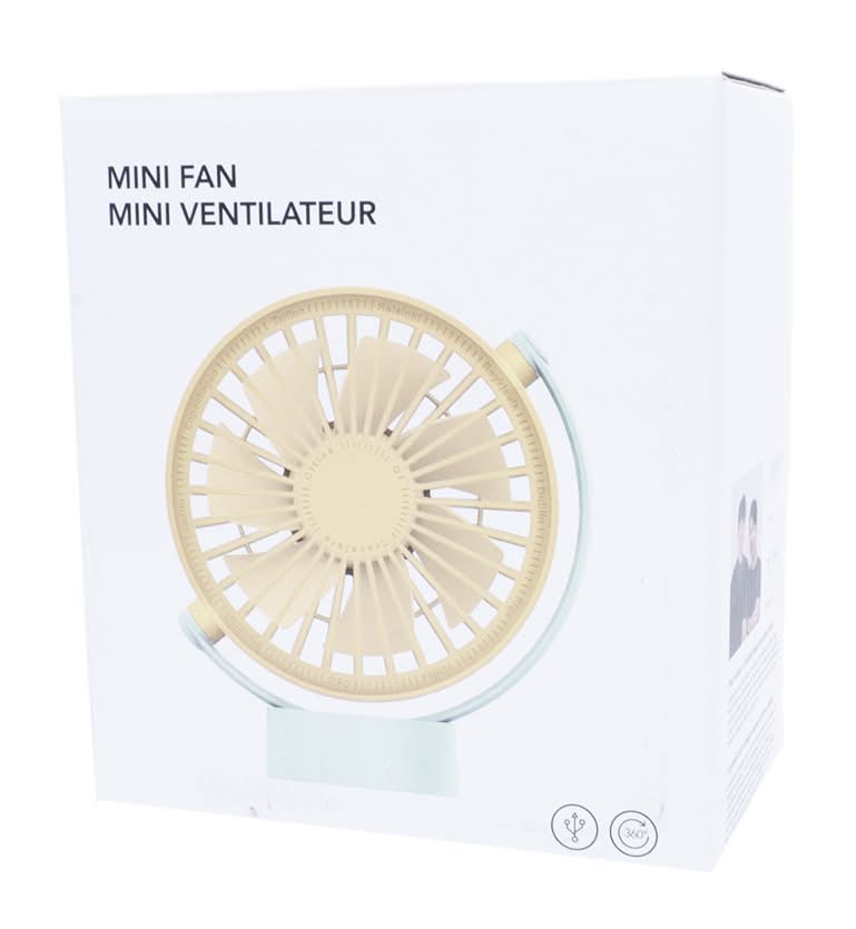 Miniso · Mini ventilador amarillo (150 g)