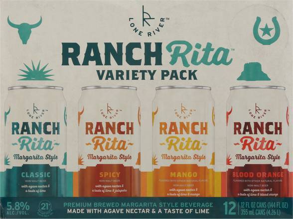 Lone River Ranch Rita Margarita Style Hard Seltzer (12 pack, 12 fl oz) (blood orange- mango