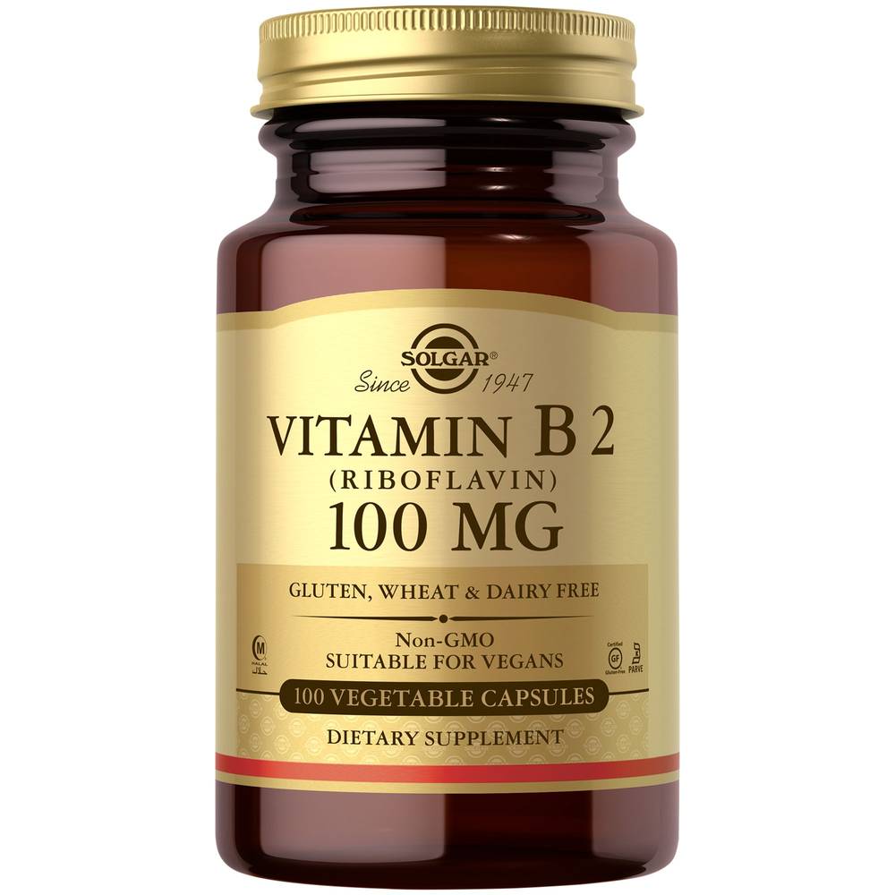 Solgar Vitamin B2 Riboflavin 100 mg Vegetarian Capsules