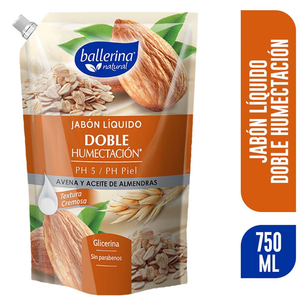 Ballerina jabón doble humectación avena almendra (doypack 750 ml)