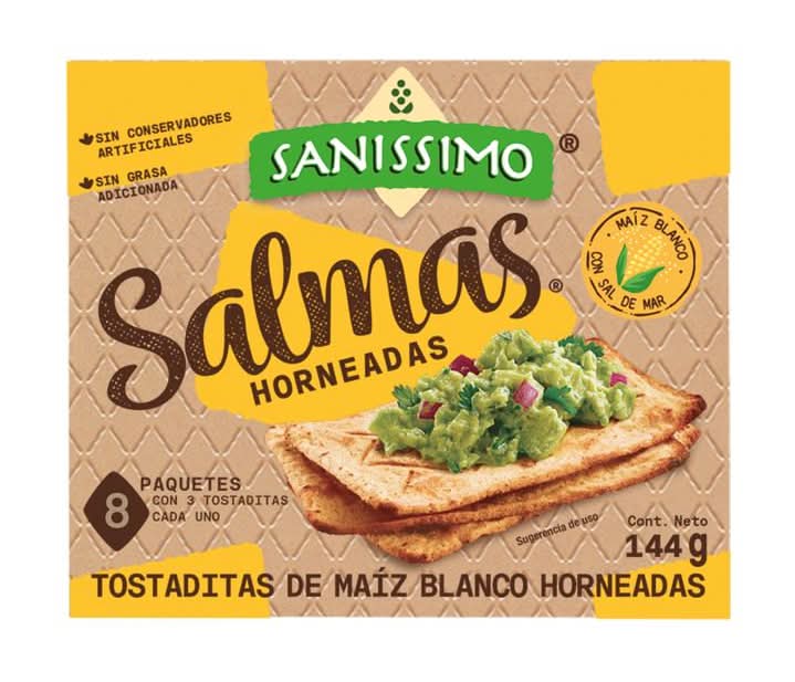 Saníssimo · Salmas tostaditas de maíz blanco horneadas (8 un)