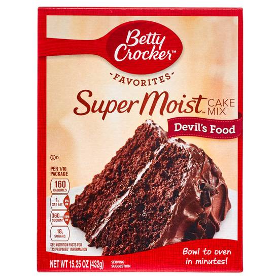 Order Betty Crocker Super Moist Devil's Food Cake Mix 15.25oz food online from Everyday Needs By Gopuff store, Fairfield on bringmethat.com