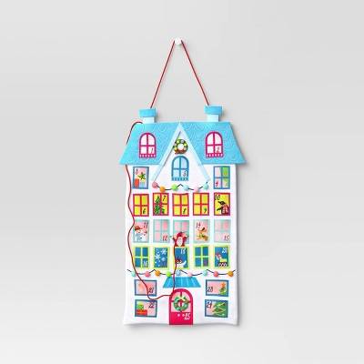 23" Fabric House Hanging Christmas Advent Calendar with Santa Counter - Wondershop™