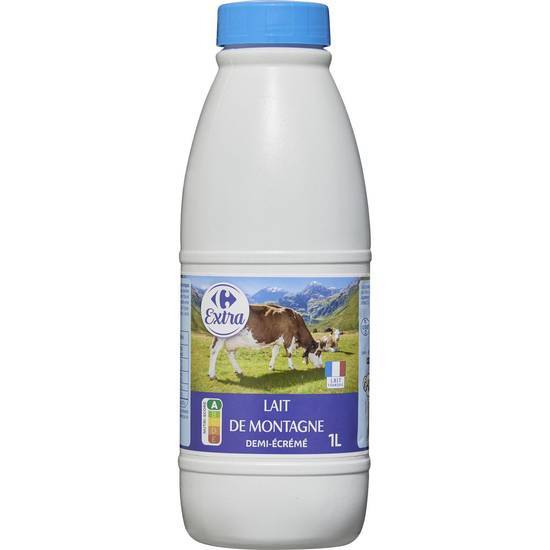 Carrefour Extra - Lait de montagne demi écrémé (1 L)