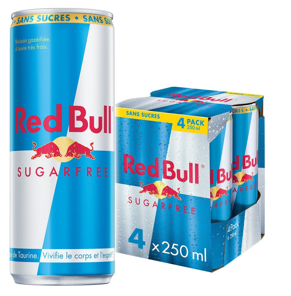 Red Bull - Boisson énergisante sans sucre (4 x 250ml)