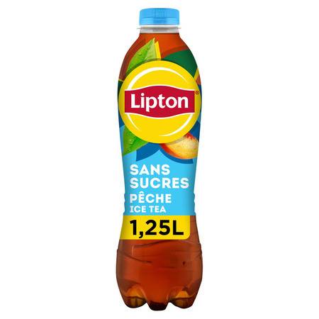 Boisson  au thé saveur pêche sans sucres LIPTON - la bouteille de 1,25cL