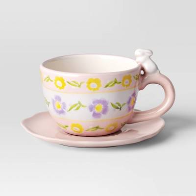 Threshold Floral Tea Cup and Saucer Plate 10 fl oz