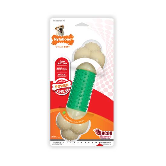 Nylabone Power Chew Double Action Durable Dog Toy (xl/bacon)