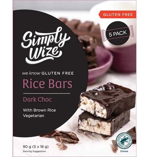 Simply Wize Gluten Free Dark Chocolate Rice Bars (90g, 5 pack)