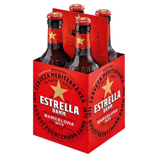 Estrella Damm Premium Lager Beer (4 pack, 330 ml)