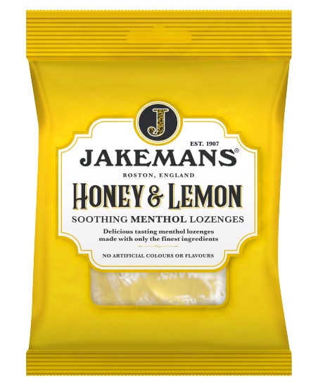 Jakemans Honey-Lemon, Soothing Menthol Lozenges (160g)