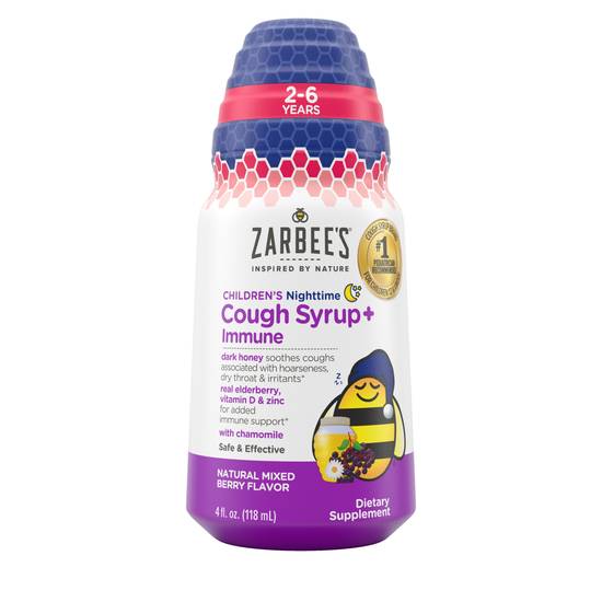 Zarbee�s Kids Cough + Immune Nighttime for Age 2-6 with Honey, Vitamin D & Zinc, Mixed Berry, 4FL Oz