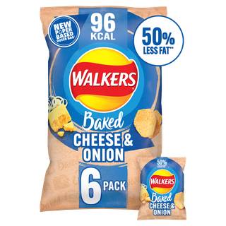 Walkers Baked Cheese & Onion Snacks Crisps 6 x 22g