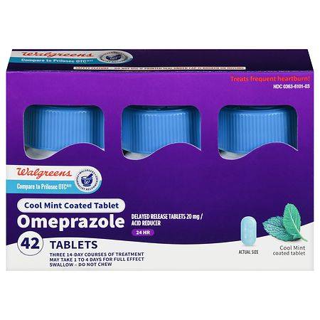Walgreens Omeprazole Tablets Cool Mint Coated (3 ct)