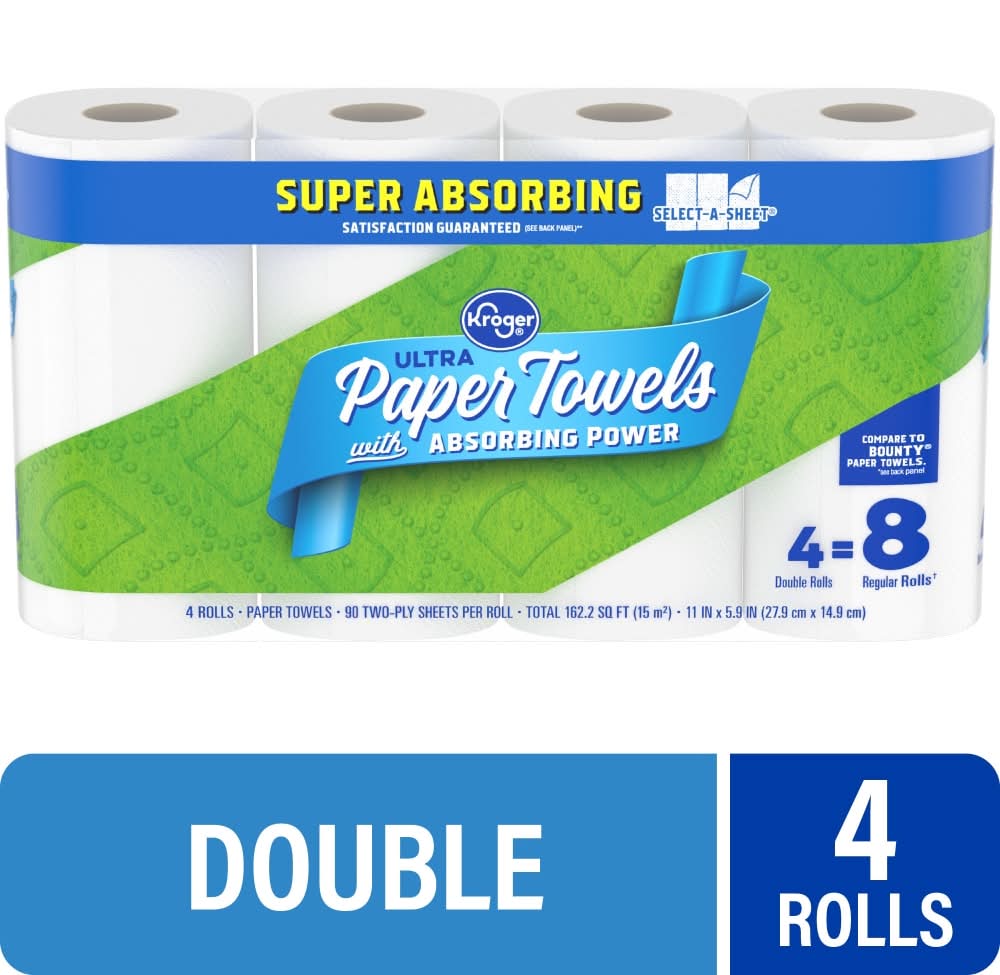 Kroger Ultra Double Rolls Paper Towels With Absorbing Power, 11x5.9 in (4 ct)