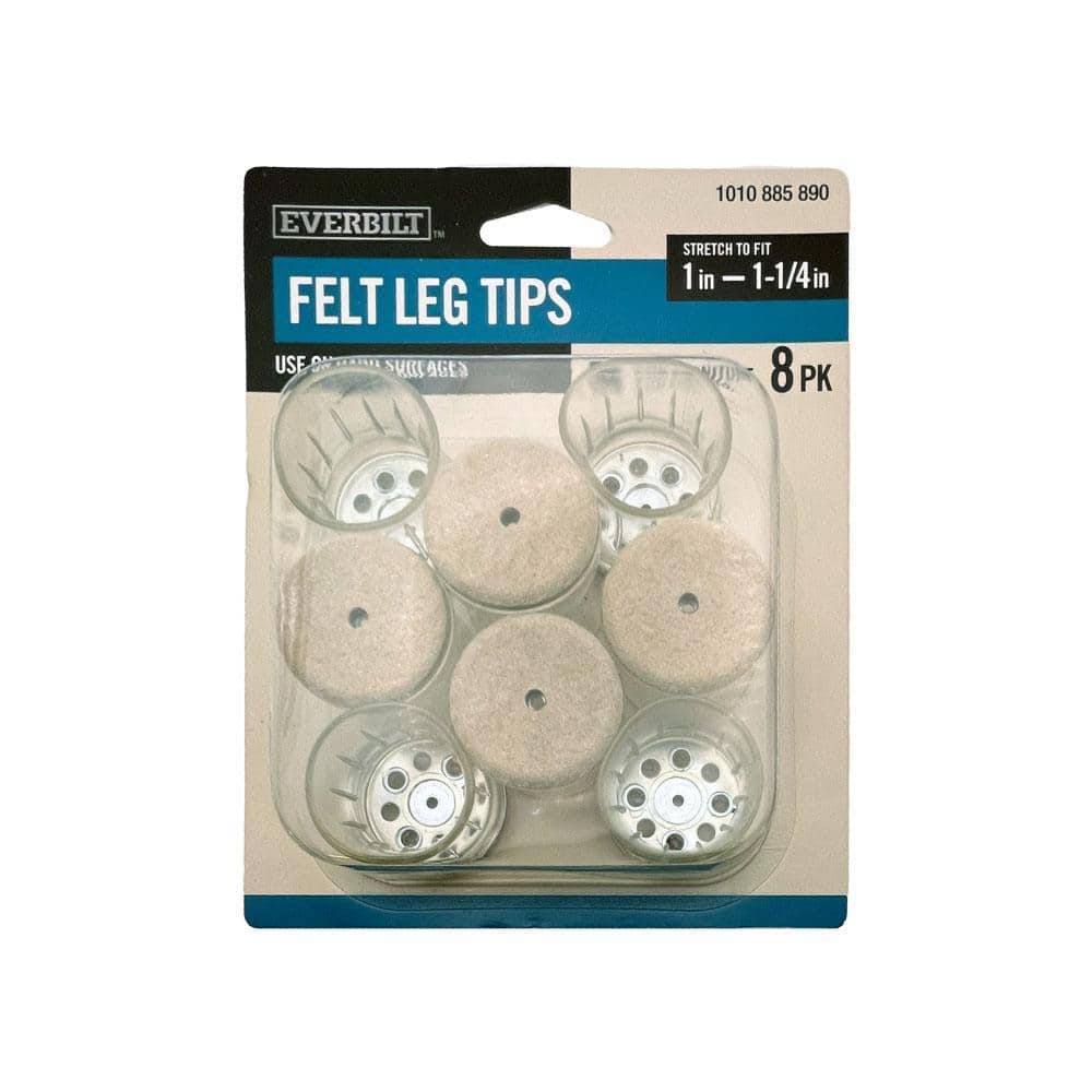 Everbilt 1 In. Clear Round Felt Leg Tip (8-Pack)