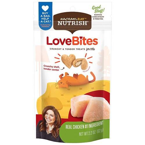 Rachel Ray Nutrish Love Bites Crunchy & Tender Cat Treats, Chicken - 2.2 oz