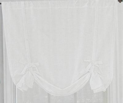 Sanders White Tie-Up Rod Pocket Curtain Panel, (63")