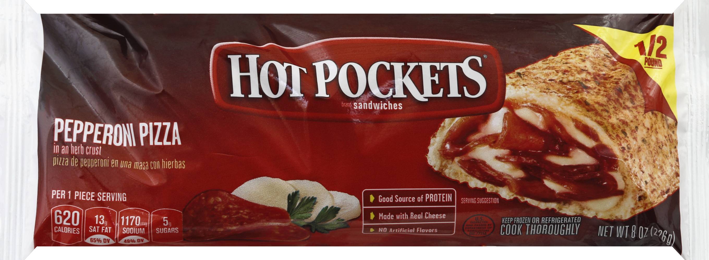 Hot Pockets Sandwiches, Pepperoni (8 oz)