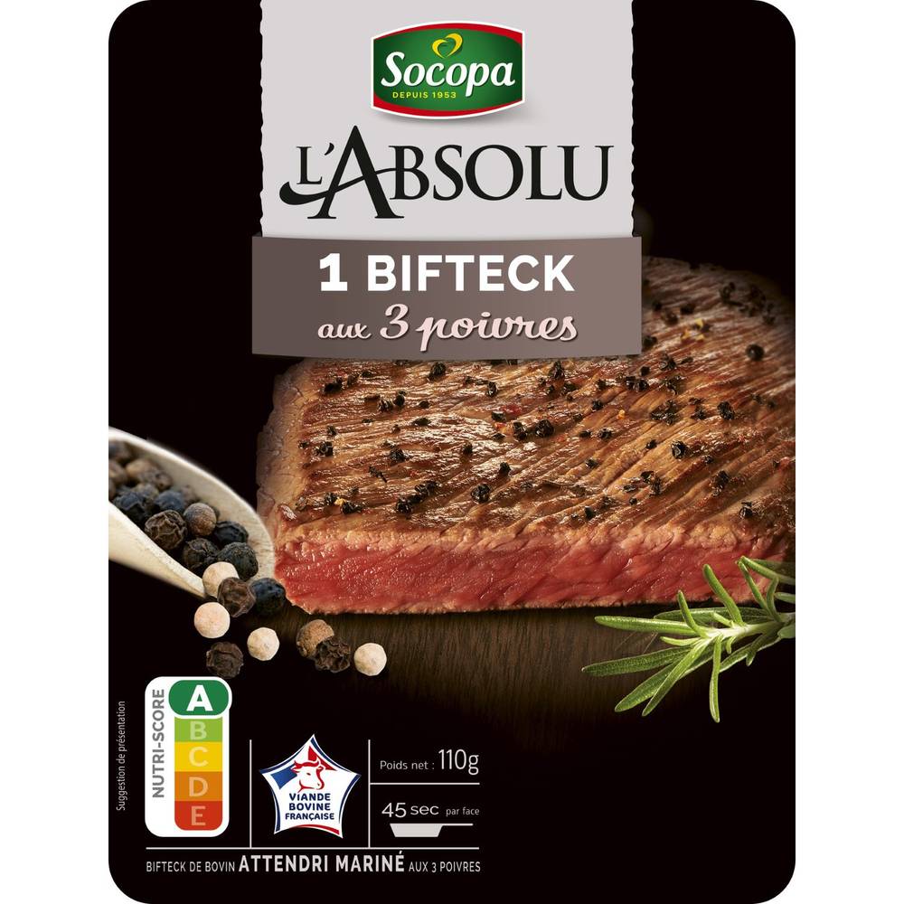 Socopa - Bifteck de bœuf au 3 poivres (110g)