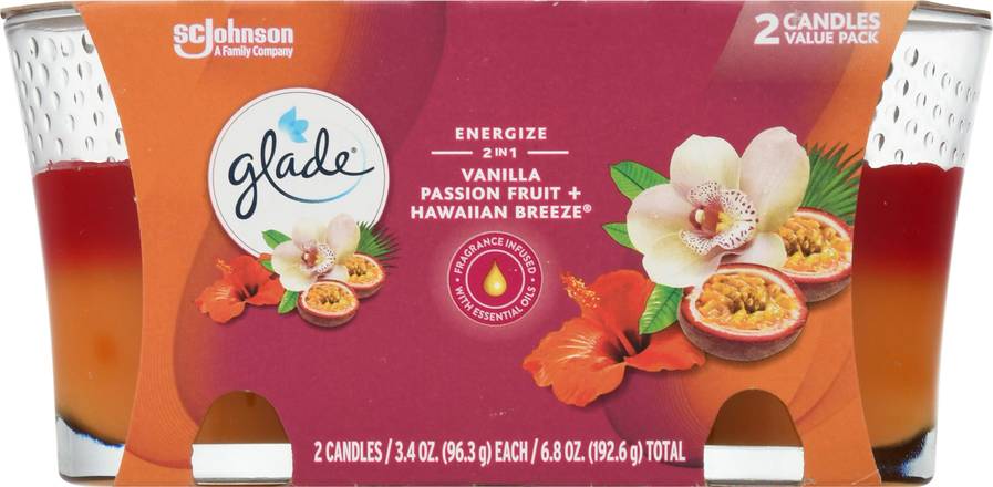 Glade Vanilla Passion Fruit + Hawaiian Breeze Candles (2 ct)